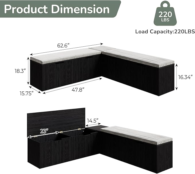 Bobve L-Shape Storage Bench - Image 2