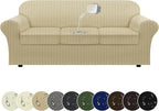 100% WaterproofCouch Cover 4-Piece Set Striped Sofa Slipcovers by Pfrstuv