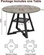 Jocoevol Round Dining Table for 4, Kitchen Dining Room Circle Dinner Pedestal - Image 2