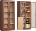Locking Display Cabinet with Glass Door, 71”H Metal Curio Cabinets with by AFAIF