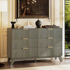VINGLI Fluted Grey Dresser 6 Drawer Gray Dresser - Image 6