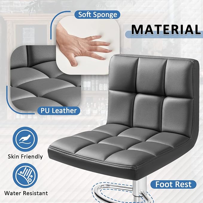 Homall Bar Stools Modern PU Leather Adjustable Swivel Barstools, Armless - Image 4