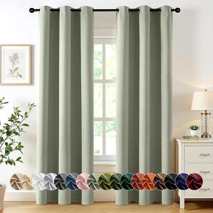 MIULEE Blackout Curtains for Bedroom 2 Panels 40 x 78 Inch Long Sage Green | by MIULEE