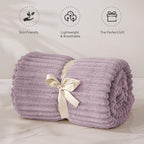 BEDELITE 3D Ribbed Dusky Violet Fleece Twin Blanket - Image 4