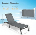 ONBRILL Aluminum Chaise Lounge Chair Outdoor, Foldable & Assembly Free Outdoor - Image 2