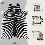 Faux Zebra Rug, Large Zebra Print Rug Animal Hide Rugs, 6.2 x 5.2 Ft | Print - Image 2