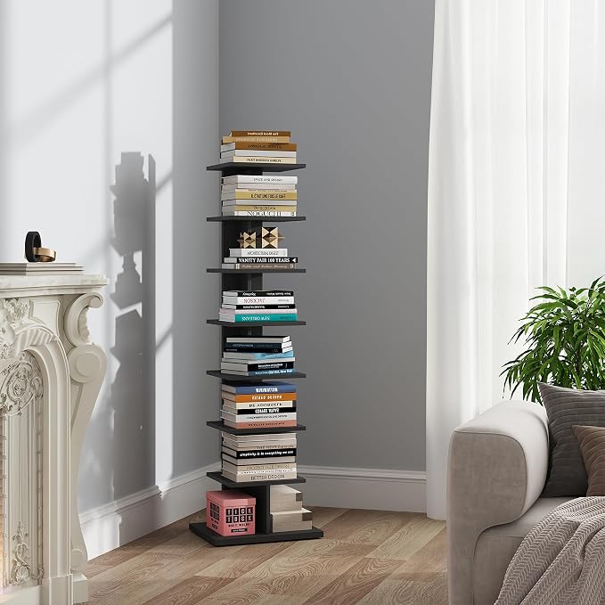 TUTOTAK Narrow Bookshelf, 8-Tier Bookcase, Spine Book Shelf by ChoosetutotakFurnitureBuildYourCozyHome