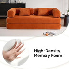 ZEIINPA Convertible Folding Couch Bed, Comfy Corduroy Sleeper Floor Sofa Bed - Image 3