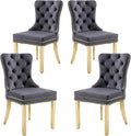 KCC Velvet Dining Chairs Set of 4, Upholstered High-end Tufted Dining Chair by KCC
