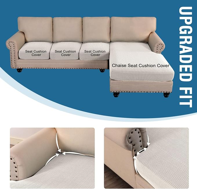 H.VERSAILTEX Sectional Couch Covers 4 Pieces Sofa Seat Cushion Covers L Shape - Image 4