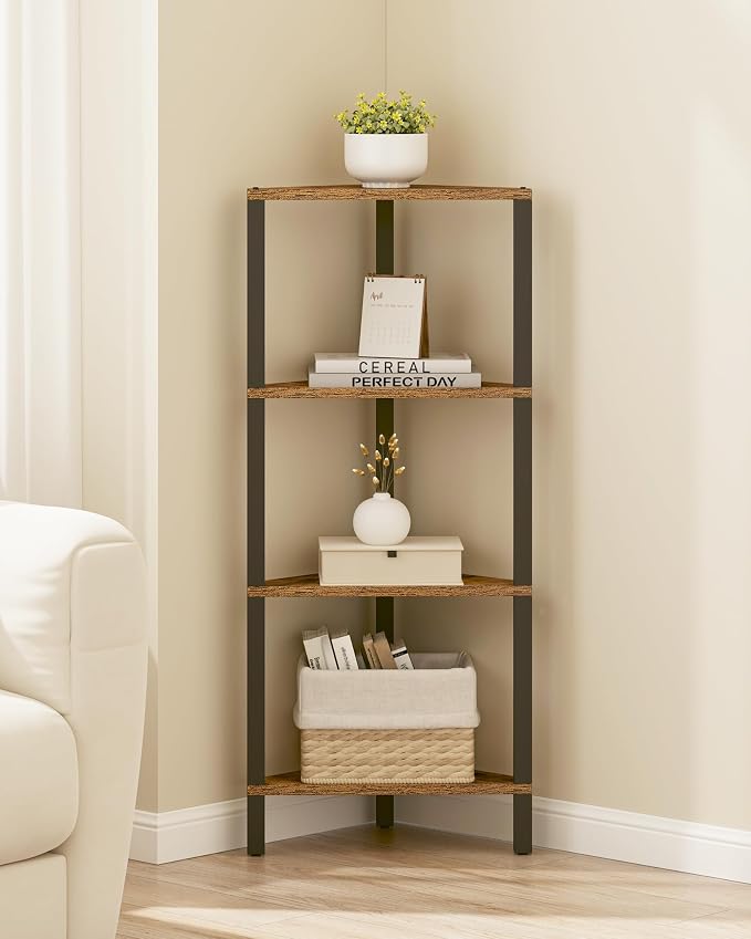 TUTOTAK Corner Shelf, 4-Tier Corner Bookshelf - Image 6