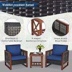 Tangkula 3 Pieces Patio Wicker Furniture Set, Rattan Outdoor Sofa Set - Image 8