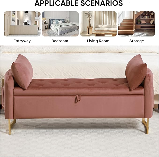 48" End of Bed Bench, Modern Storage Benches - Image 4