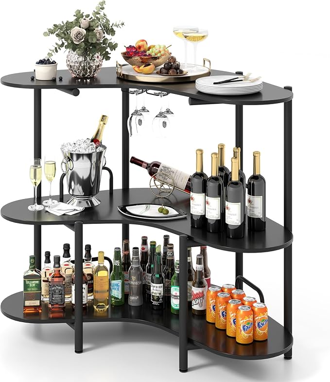 Giantex 3-Tier Bar Table, Corner Bar Cabinet, Liquor Home Bar Unit by Giantex