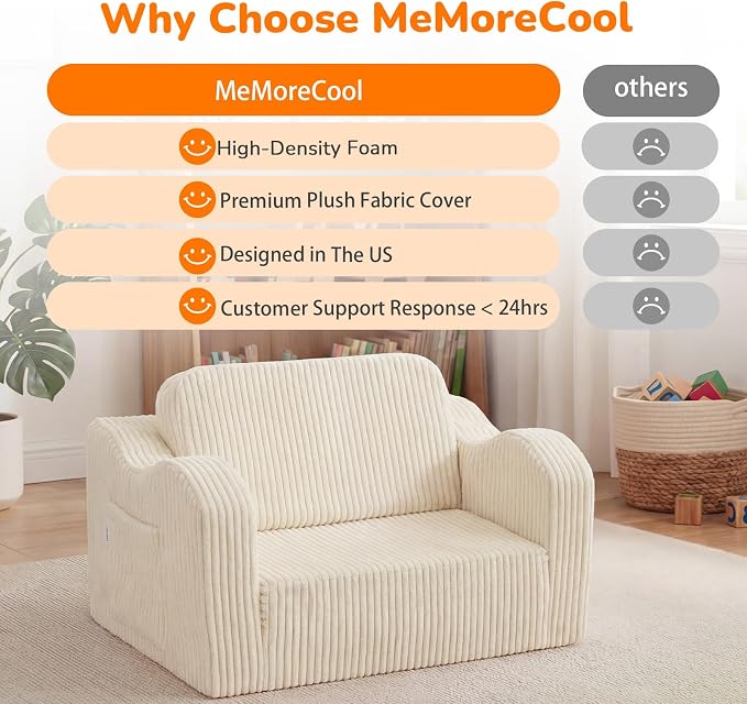 MeMoreCool Toddler Couch Fold Out – 2-in-1 Convertible Kids Sofa Bed - Image 6