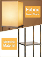 Floor Lamp with Shelves for Living Room Brown, Shelf Floor Lamp with 3 CCT LED - Image 2