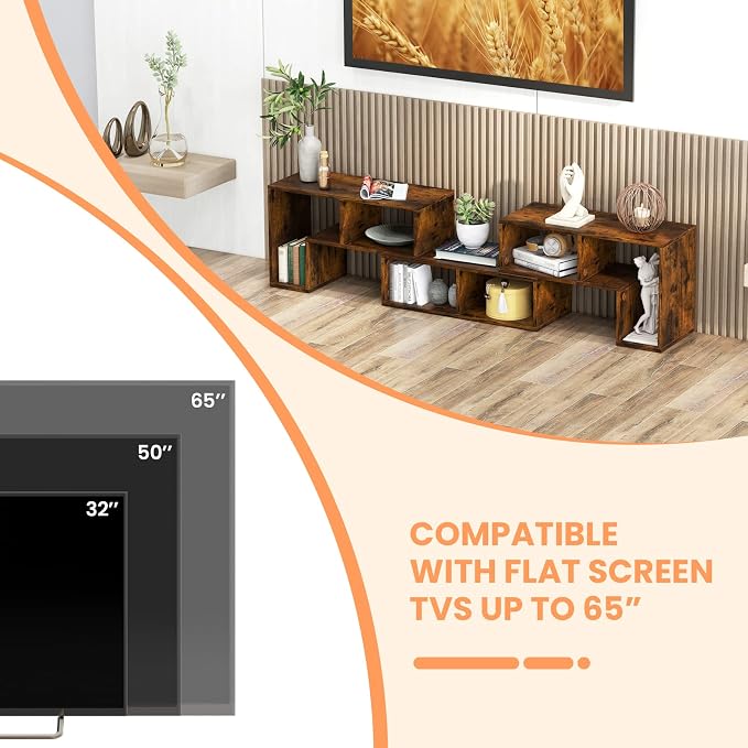 Tangkula 3 Pieces Console TV Stand, Free-Combination Entertainment Center - Image 7