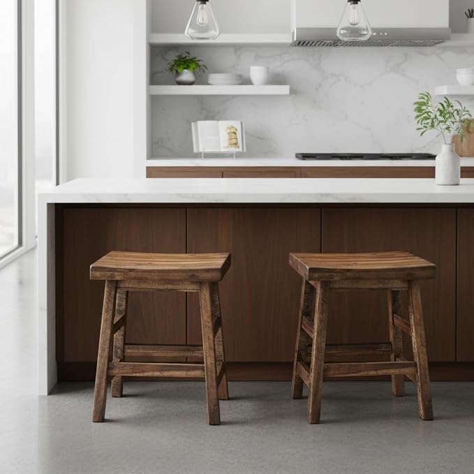 Alaterre Furniture Durango Set of 2 Industrial 20-Inch Wood Dining Stools – - Image 7