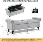 SOFTHION 58.1" Storage Bench Upholstered Velvet End of Bedroom Bed Bench Ottoman - Image 2