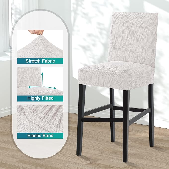 Turquoize 100% Waterproof Bar Stool Cover Stretch Washable Barstool Seat Covers - Image 4