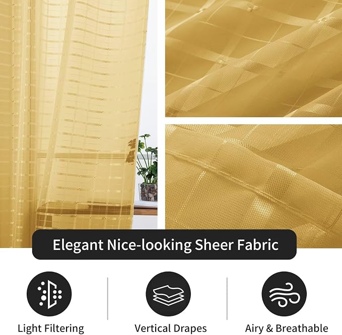 SpaceDresser Check Sheer Curtains 96 Inches Long - Image 4