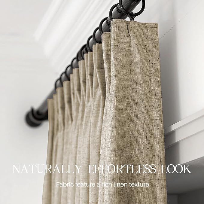 AUSSPVOCT Pinch Pleated 95 Inch Linen Curtains 100% Blackout - Image 6