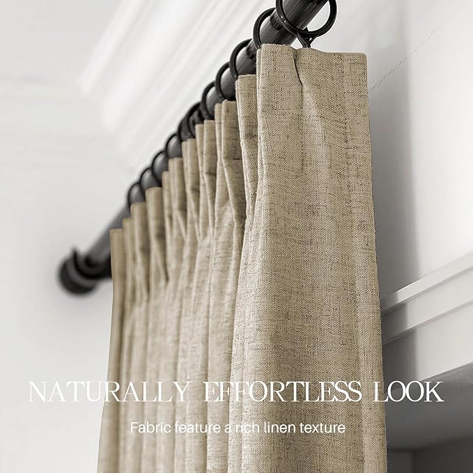 AUSSPVOCT Pinch Pleated 102 Inch Linen Curtains 100% Blackout - Image 6