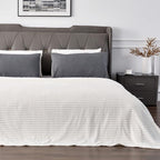 BEDELITE Ribbed Jacquard Off White King Size Blankets - Image 2