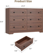 Garvee 6 Drawer Dresser for Bedroom, Wooden Mid Century Modern Chest of Drawers - Image 2