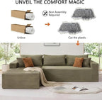 108" Boneless Couch Modular Sectional Sofa, L-Shaped Couch - Image 6