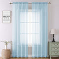 Sky Blue Sheer Curtains 90 Inches Long 2 Panels, Light Filtering Voile Solid by Lecloud