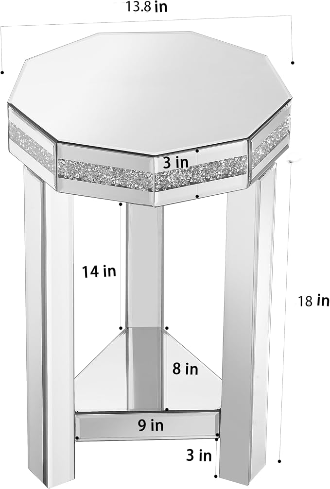 Mirrored Octagon End Table - Image 2
