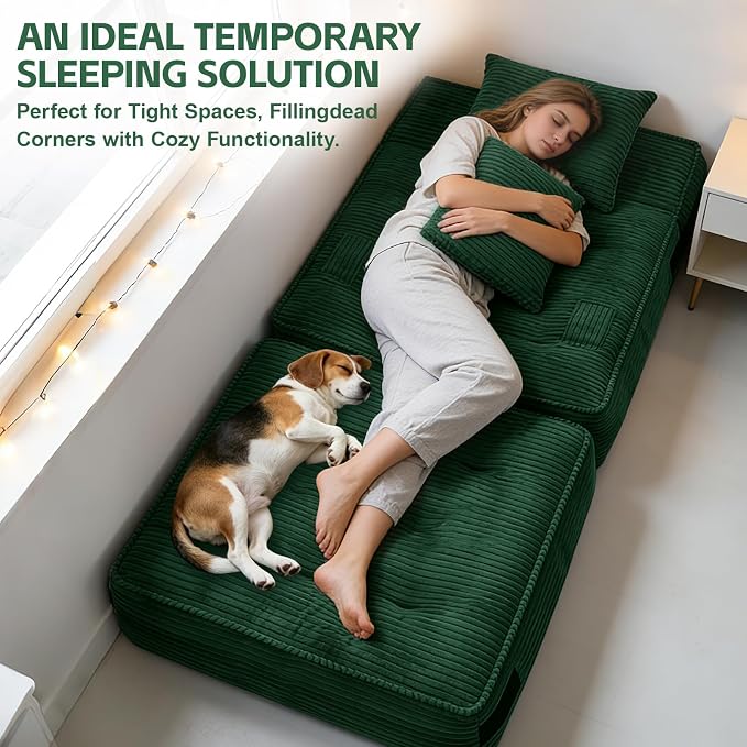 Folding Sofa Bed Chair with Armrests, Convertible Futon Couch Sleeper Chair - Image 6