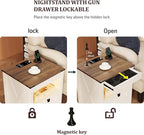 HWB LED Nightstand with Gun Drawer: Bedside Table with Charging Station - Image 3