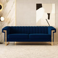 Mid-Century Modern Blue Velvet Sofa by yunqishiHOME