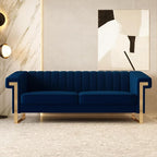 Mid-Century Modern Blue Velvet Sofa by yunqishiHOME