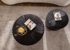46.46'' Black Round Nesting Coffee Table Set of 2, Modern Circle Fluted Drum - Image 6