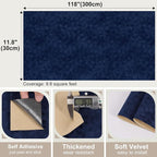 Navy Blue Curshed Velvet Wallpaper Self Adhesive Felt Fabric - Image 7