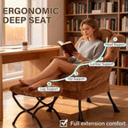 Welnow Lazy Chair with Ottoman, Modern Accent Chair with Armrests and a Side - Image 5