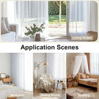 White Sheer Curtains 72 Inches Long 2 Panels, Transparent Voile Sheer White - Image 8