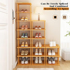 Bamboo Shoe Rack 12 Tier- Vertical Shoe Rack - Image 4