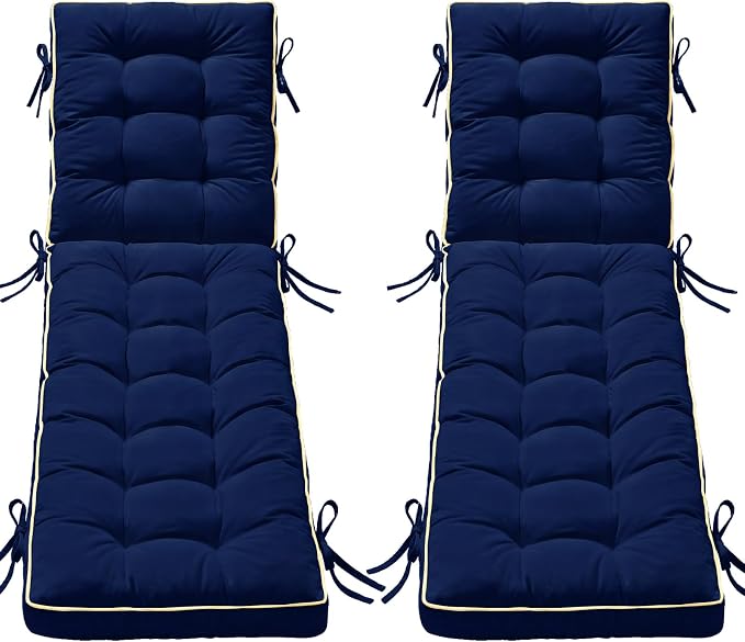 2 Pack 72x21 Inch Folding Chaise Lounge Cushion Quick Dry by AMCATON