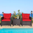 HAPPYGRILL 3 Pieces Patio Conversation Set, Outdoor Furniture Set PE Rattan - Image 2