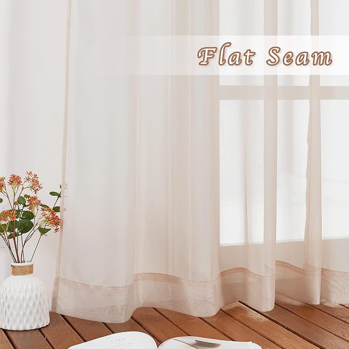 NICETOWN Sheer Taupe Curtains for Bedroom 120 inches Long, Grommet Elegant - Image 6
