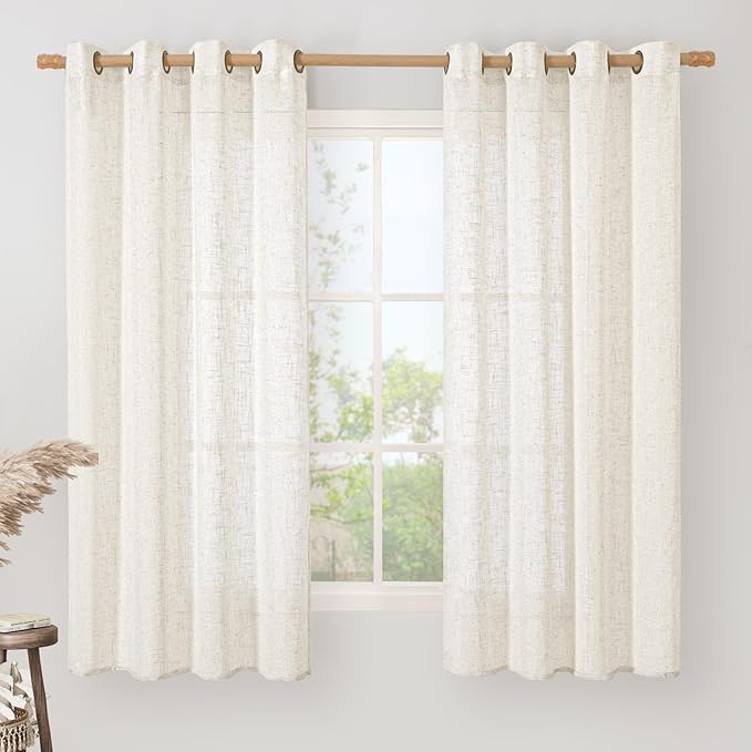 Sheer Linen Curtains 63 inches Long by LAMIT