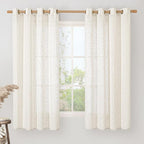 68 Inch Length Linen Curtains for Bedroom 2 Panels, Cream Light Filtering Semi by LAMIT