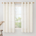 Cream Semi Sheer Linen Curtains 60 Inch Length 2 Panels Set, Light Filtering by LAMIT
