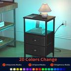 sthmec Nightstand with Charging Station, LED Night Stand Set 2, Bedside Table - Image 5