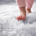 Amdrebio White Fluffy Fuzzy Furry Area Rug 4x6 - Image 2