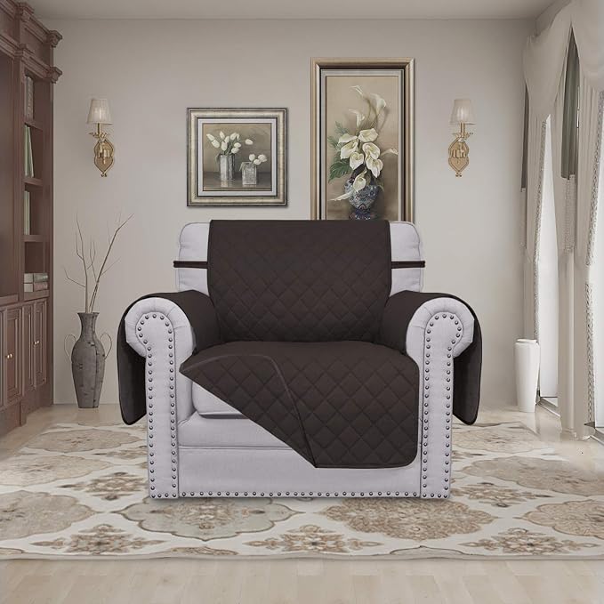 Easy-Going Reversible Couch Cover, Small Chair, Chocolate/Chocolate | Machine - Image 2